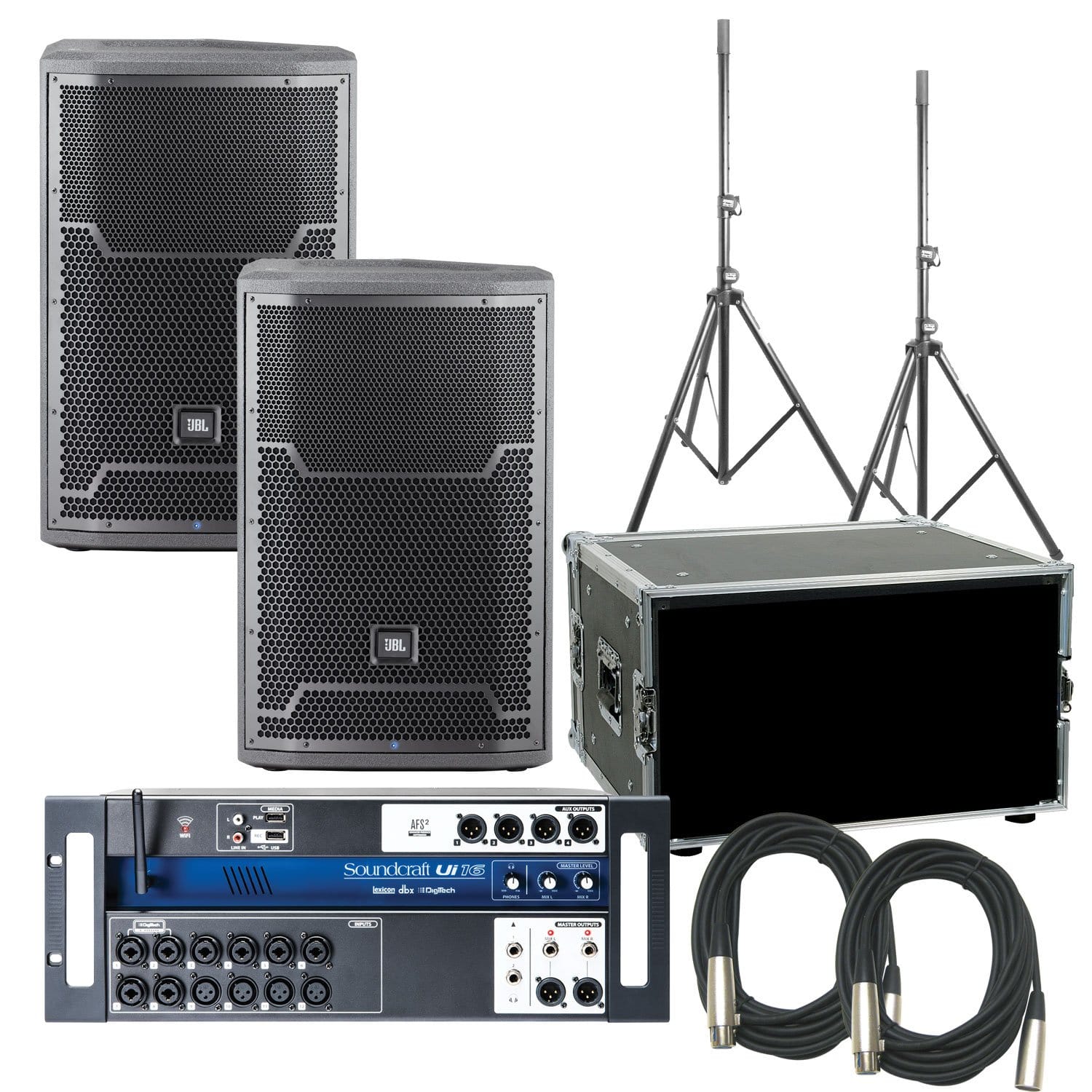 JBL PRX712 Speakers & Soundcraft UI16 Mixer Bundle - PSSL ProSound and Stage Lighting