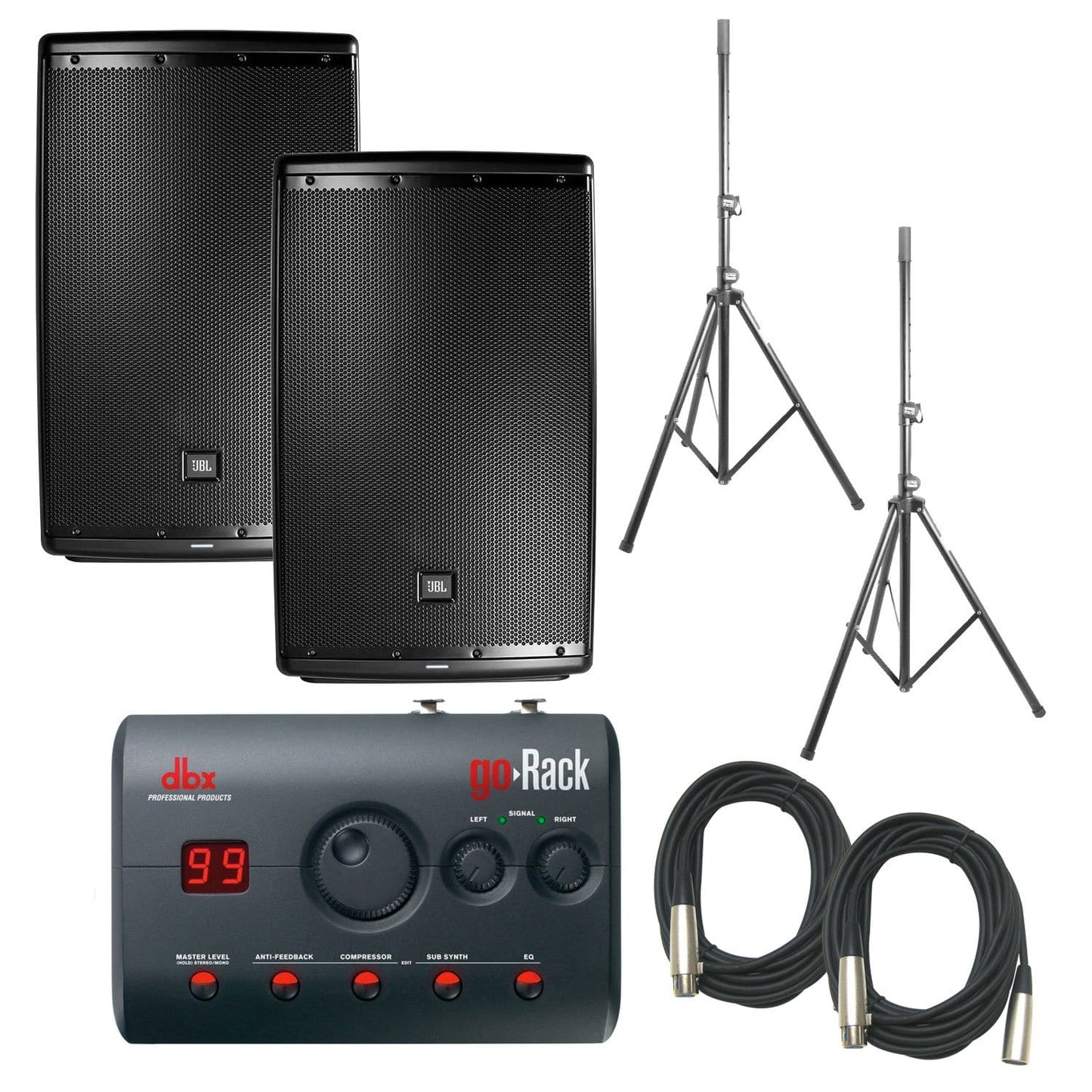 JBL EON615 Speakers & dbx GoRACK Processor Bundle - PSSL ProSound and Stage Lighting