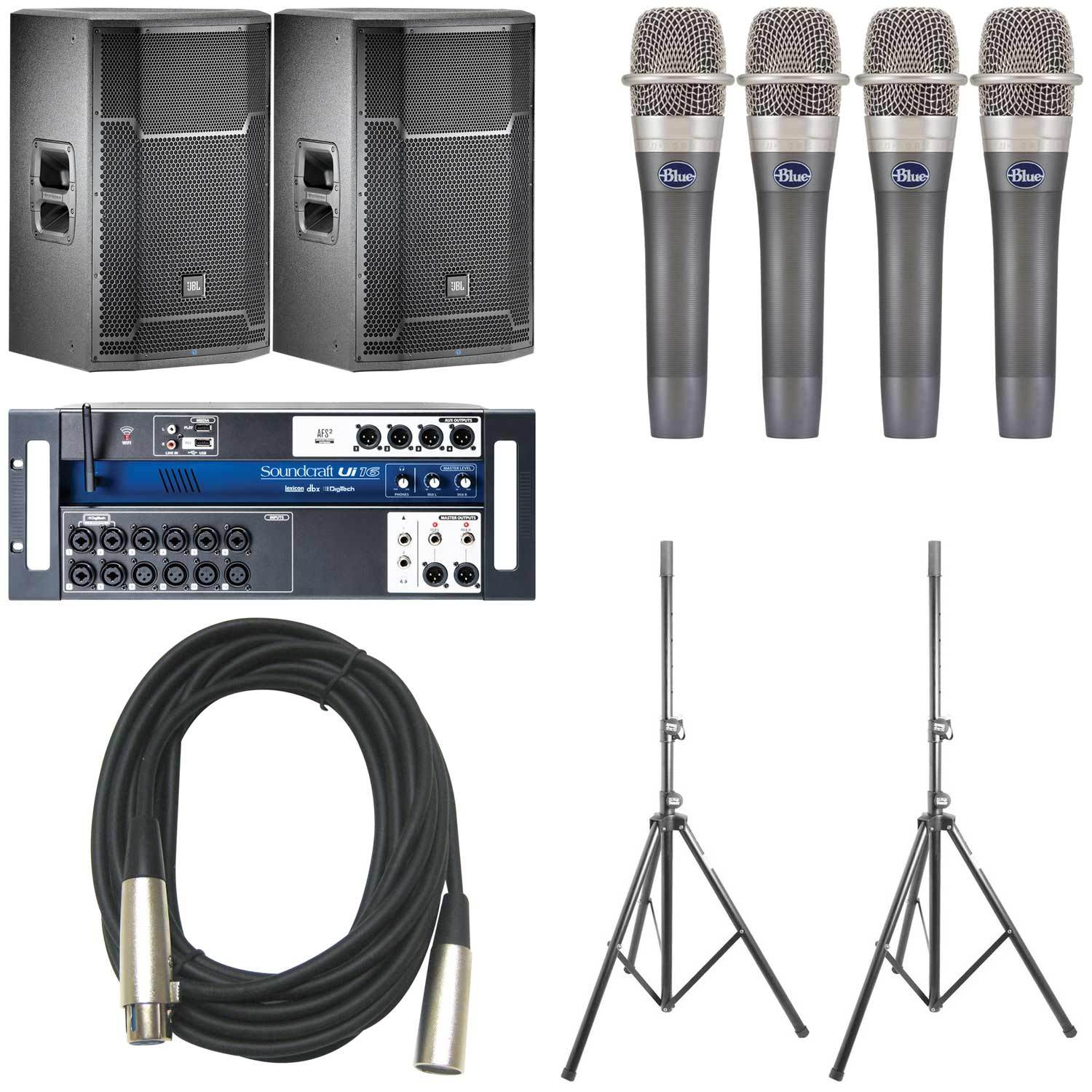 JBL PRX715 Speakers with Soundcraft UI16 & Blue Mics - PSSL ProSound and Stage Lighting