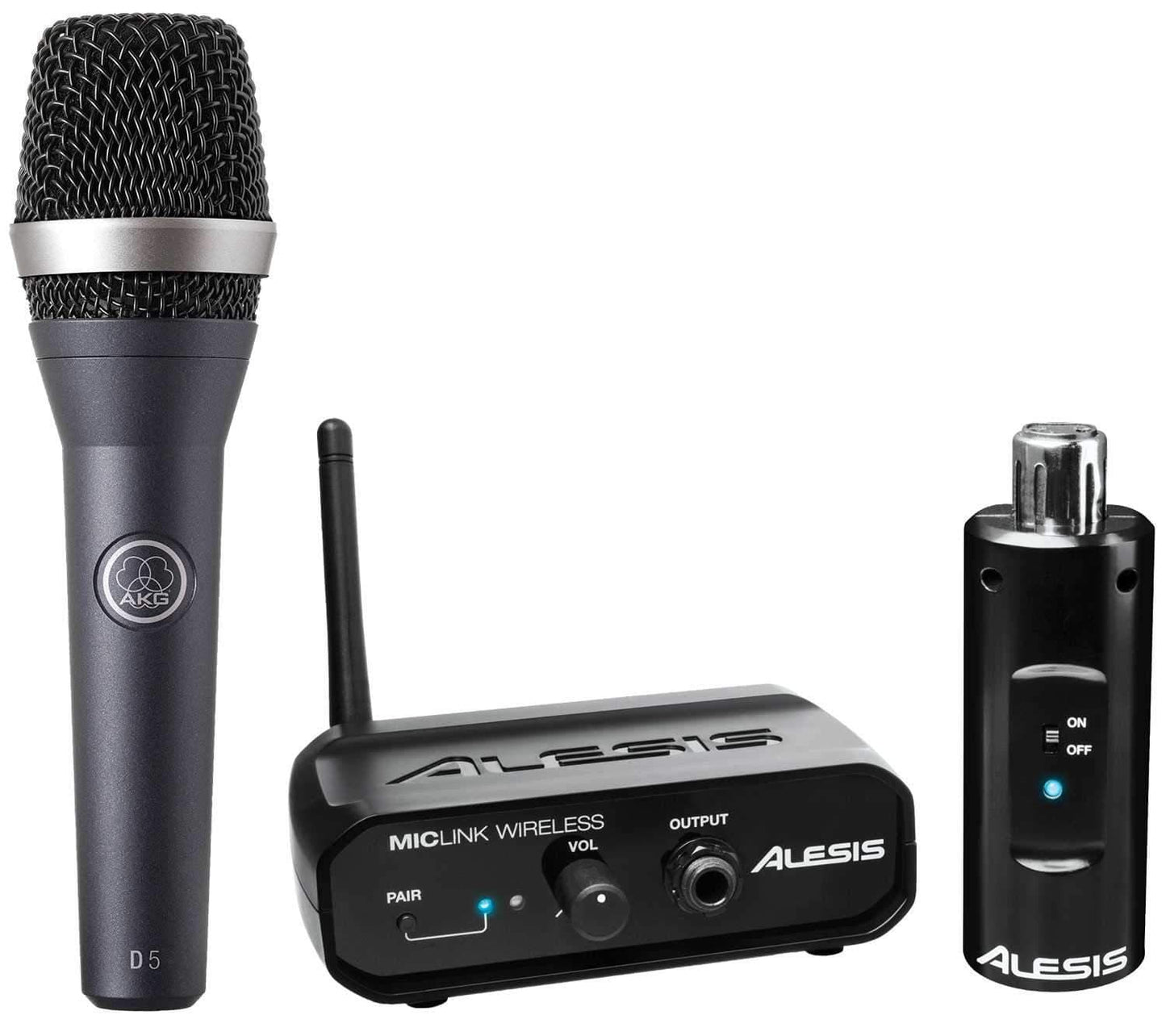 AKG D5 Dynamic Handheld Microphone with Alesis Miclink Wireless - PSSL ProSound and Stage Lighting