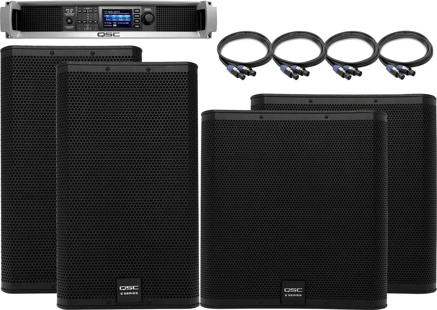 QSC E12 (2) & E18SW (2) Passive Speakers with PLD4.3 Power Amp - PSSL ProSound and Stage Lighting