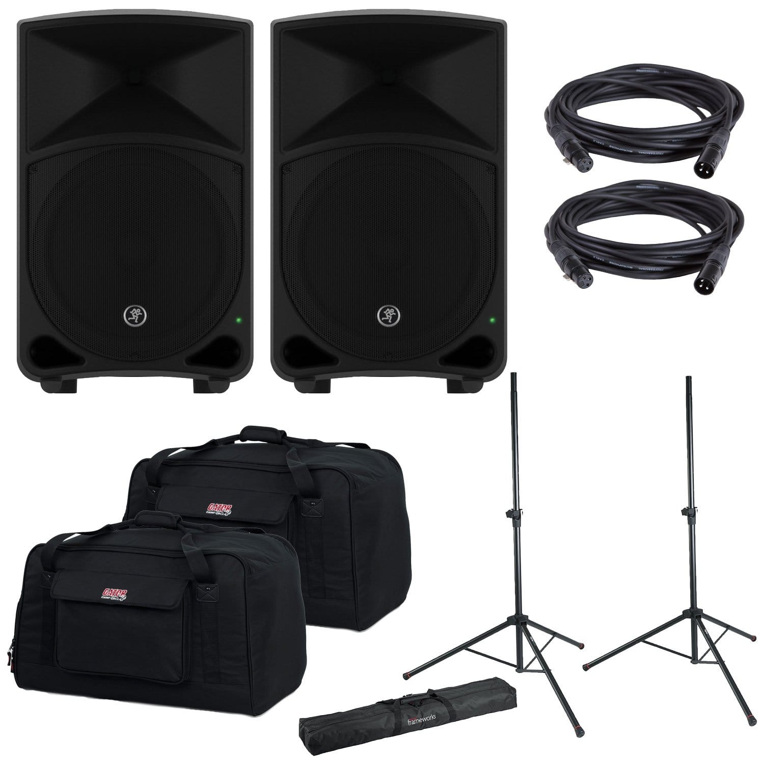 Mackie Thump 12 Powered Speakers (2) with Gator Stands & Totes - PSSL ProSound and Stage Lighting