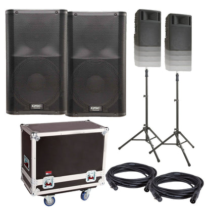 QSC K12 Speakers with Gator Road Case & TS100 Stands - PSSL ProSound and Stage Lighting