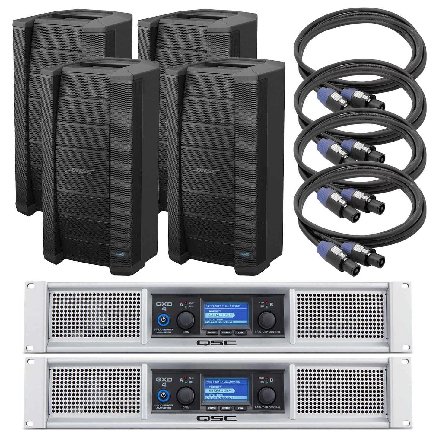 Bose F1 Model 812 Passive Speakers 4-Pack with GXD-4 Amps & Speakon Cables - PSSL ProSound and Stage Lighting