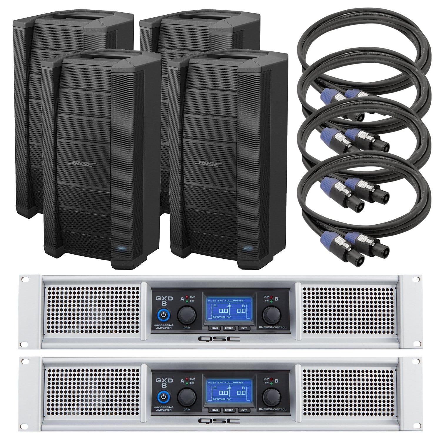 Bose F1 Model 812 Passive Speakers 4-Pack with GXD-8 Amps & Speakon Cables - PSSL ProSound and Stage Lighting