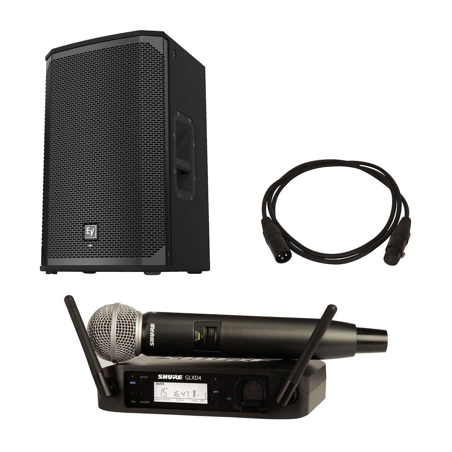 Electro-Voice EKX-12P Speaker with Shure GLXD24-SM58 - PSSL ProSound and Stage Lighting