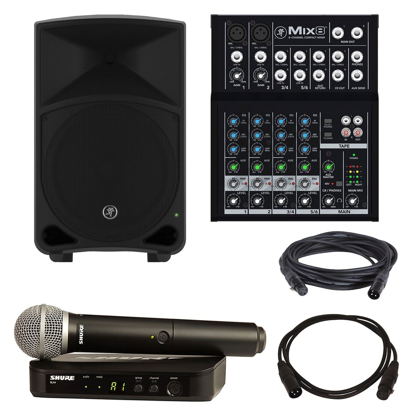 Mackie Thump12 Speaker & Mix8 Mixer with Shure BLX24-PG58 - PSSL ProSound and Stage Lighting