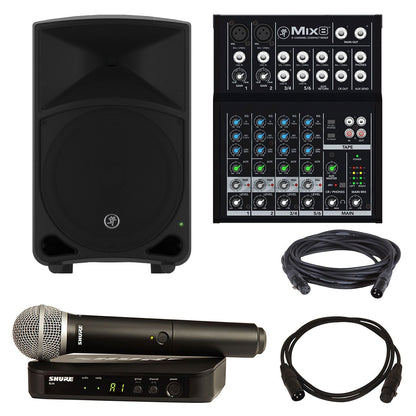 Mackie Thump15 Speaker with Shure BLX24-PG58 Wireless & Mackie Mixer - PSSL ProSound and Stage Lighting