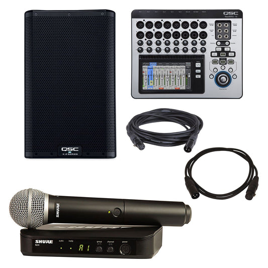QSC K8.2 Speaker & TouchMix-16 Mixer with Shure BLX24-PG58 - PSSL ProSound and Stage Lighting