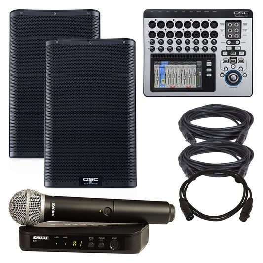 QSC K10.2 Speakers (2) & TouchMix-16 Mixer with Shure BLX24-PG58 Wireless - PSSL ProSound and Stage Lighting