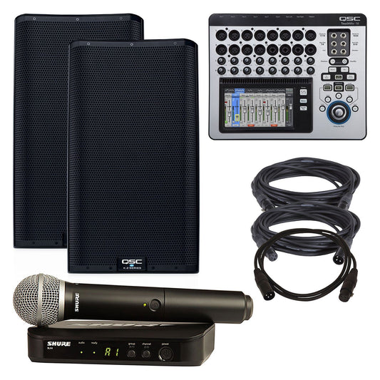 QSC K12.2 Speakers (2) & TouchMix-16 Mixer with Shure BLX24-PG58 - PSSL ProSound and Stage Lighting