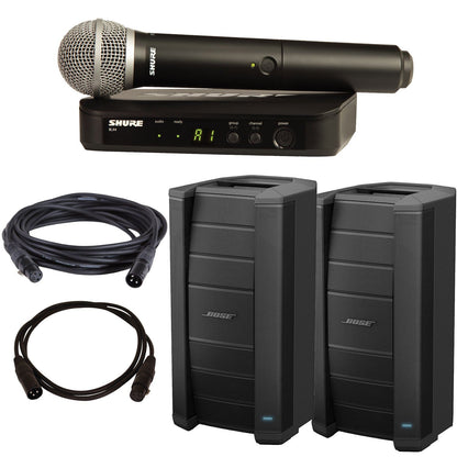 Bose F1 812 Powered Speakers Pair with Shure BLX24-PG58 Wireless Mic - PSSL ProSound and Stage Lighting