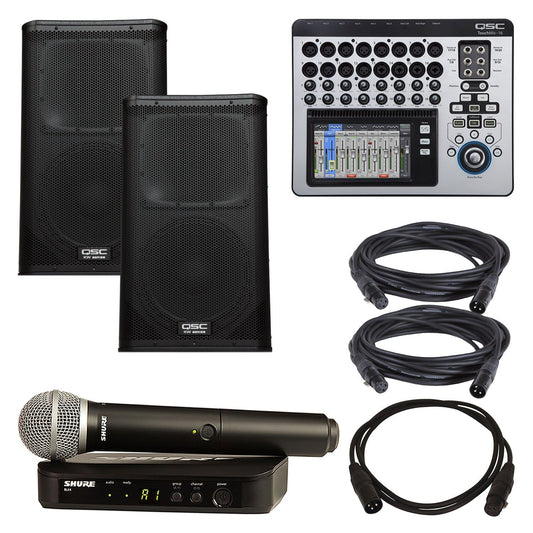 QSC KW122 Speakers (2) & Touchmix-16 Mixer with Shure BLX24-PG58 - PSSL ProSound and Stage Lighting