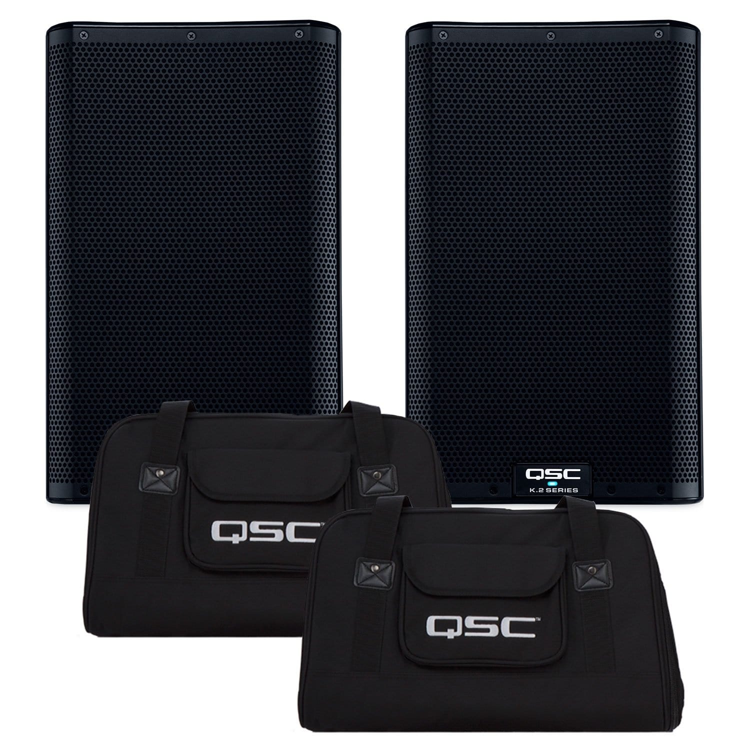 QSC K8.2 8-Inch 2000W Powered Speakers (2) & Totes - PSSL ProSound and Stage Lighting