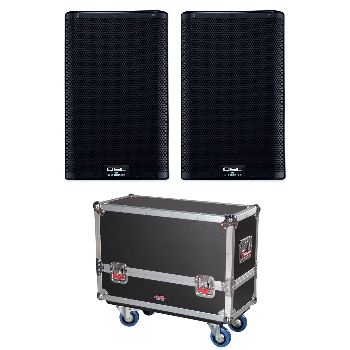 QSC K8.2 Speakers with Gator Tour Style Transporter - PSSL ProSound and Stage Lighting