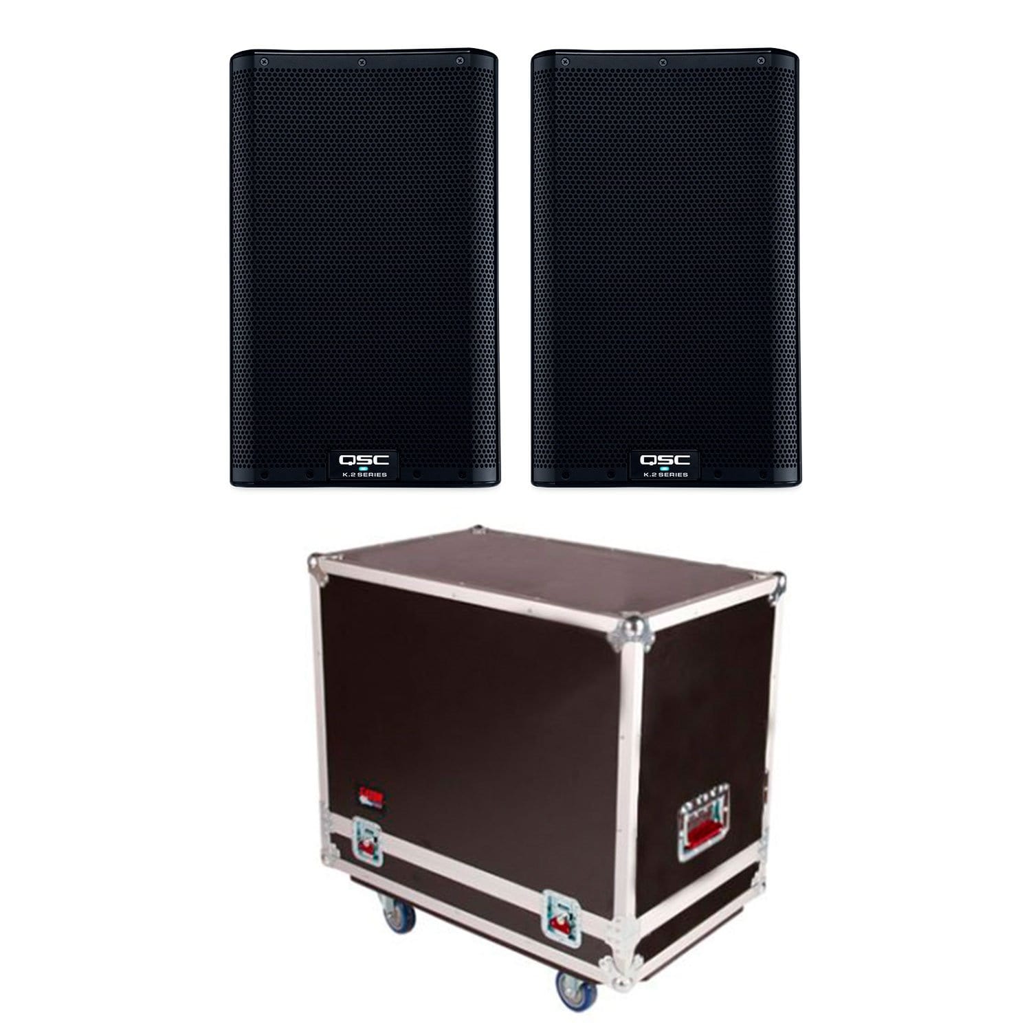 QSC K10.2 Speakers with Gator Tour Style Transporter - PSSL ProSound and Stage Lighting