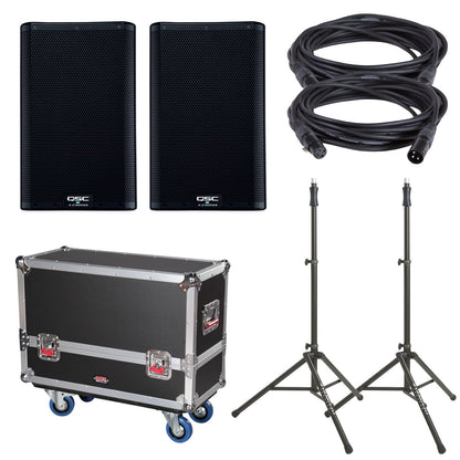 QSC K8.2 Speakers with Gator Touring Case & Stands - PSSL ProSound and Stage Lighting