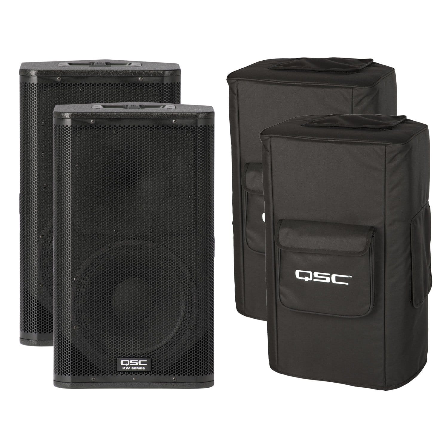 QSC KW122 12-Inch Powered Speaker Pair with Covers - PSSL ProSound and Stage Lighting