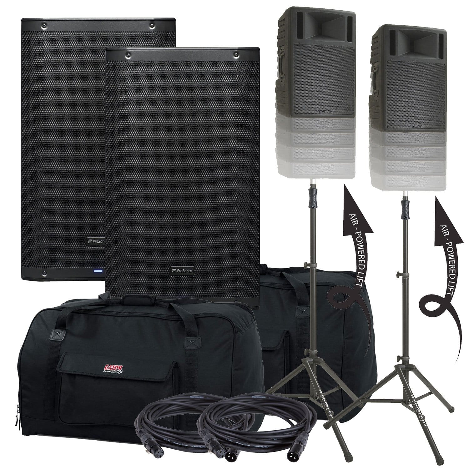 PreSonus AIR12 Speakers with Ultimate Stands & Gator Covers - PSSL ProSound and Stage Lighting