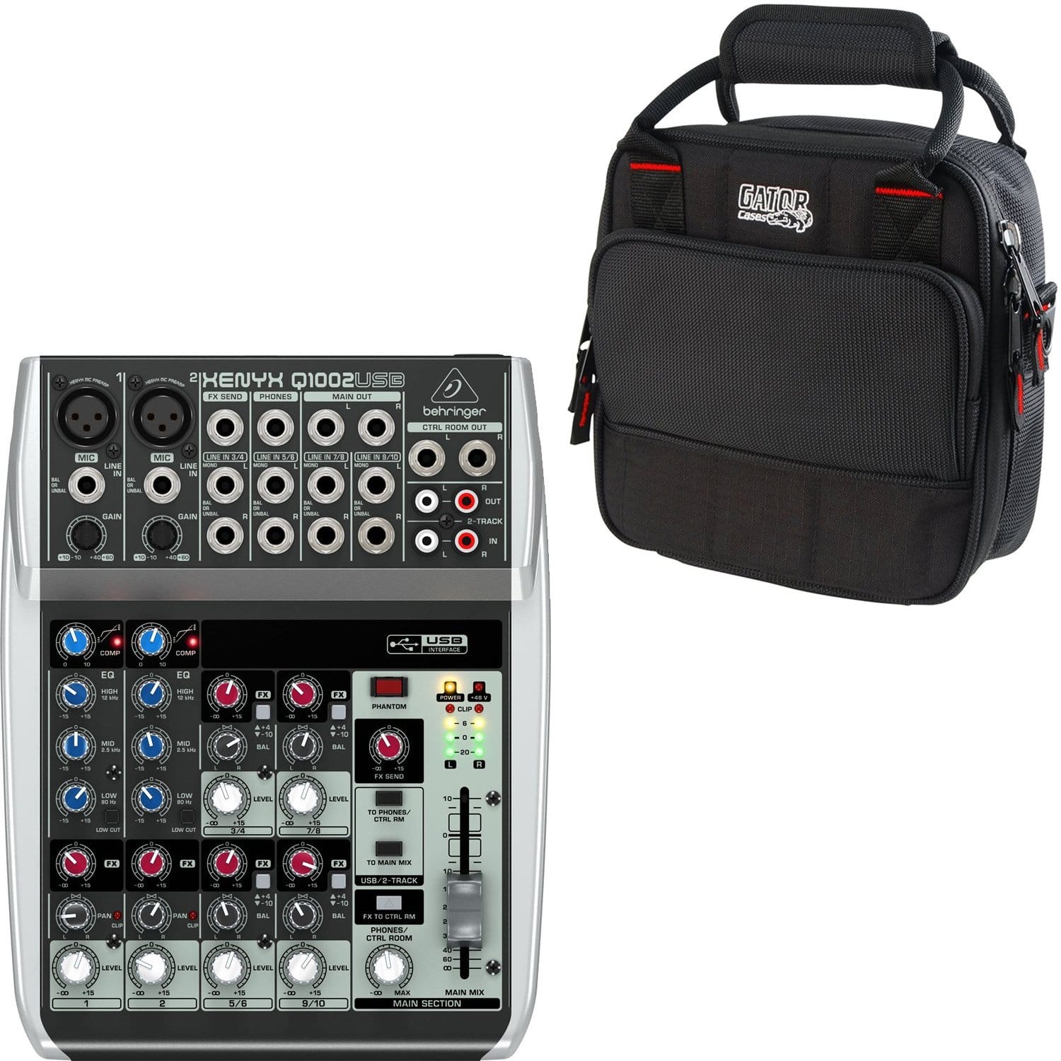 Behringer Xenyx Q1002USB PA Mixer with Gator Bag | Solotech