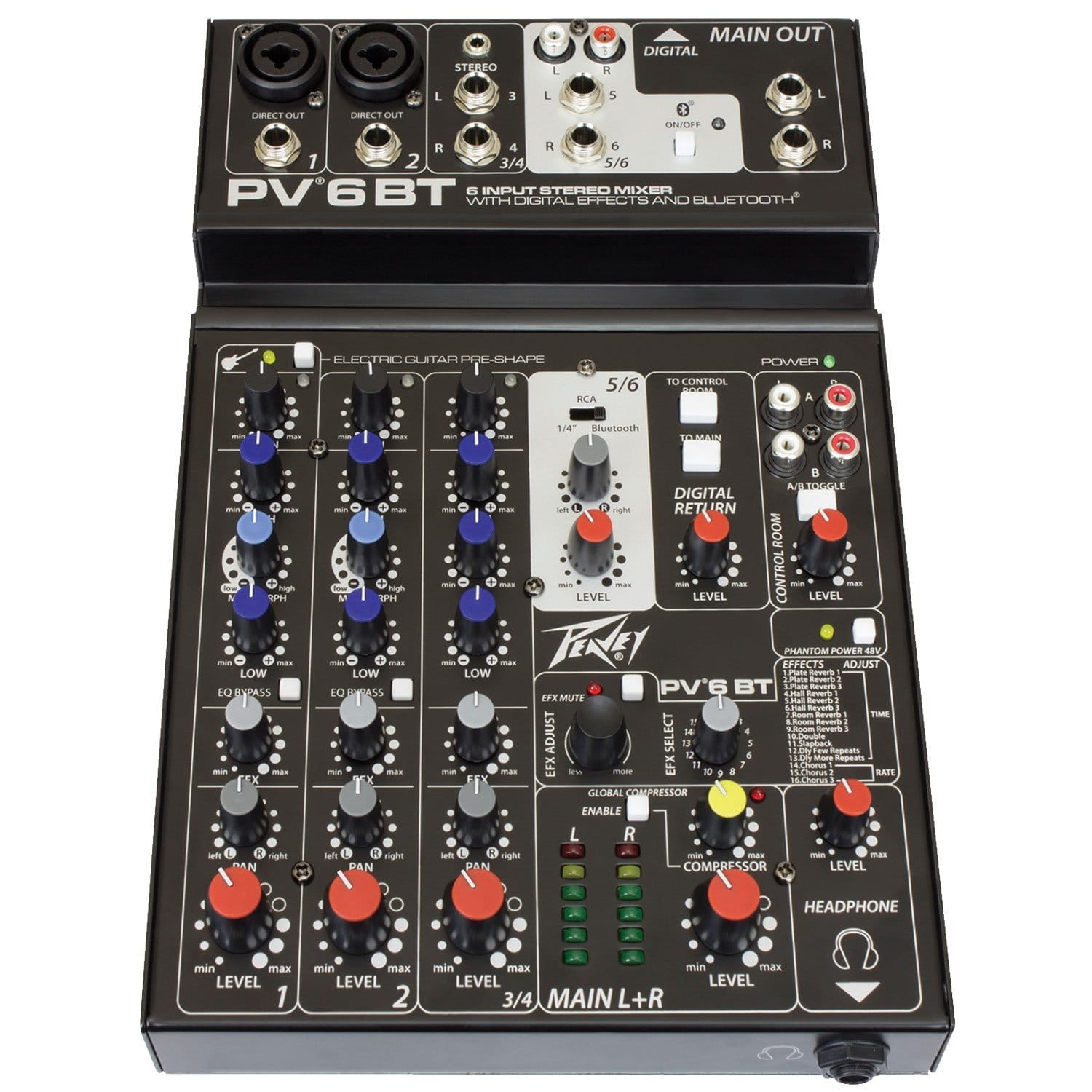 Peavey PV 6 BT 4-Channel Mixer with Gator Bag - PSSL ProSound and Stage Lighting