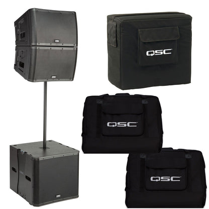 QSC KLA12-BK Line Array Speakers (x2) & KLA181-BK Sub with Totes & Cover - PSSL ProSound and Stage Lighting