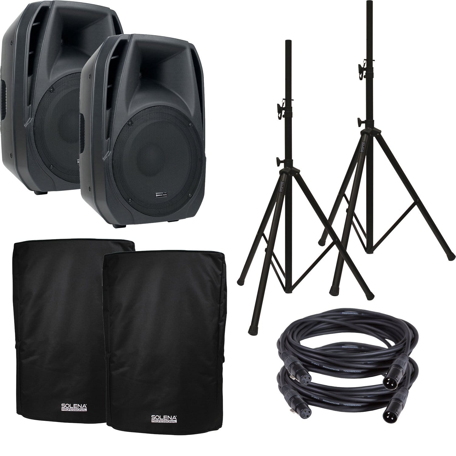 American Audio ELS15A Powered Speakers (2) with Stands & Covers - PSSL ProSound and Stage Lighting