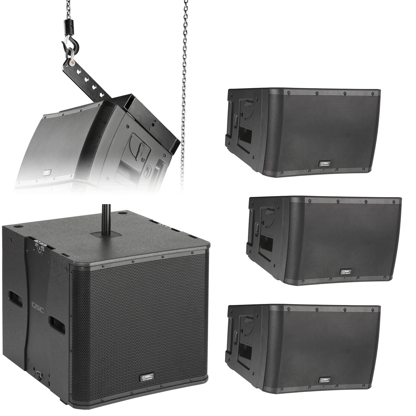 QSC KLA12 Line Array (x3) with KLA181 Subwoofer & Flybar - PSSL ProSound and Stage Lighting