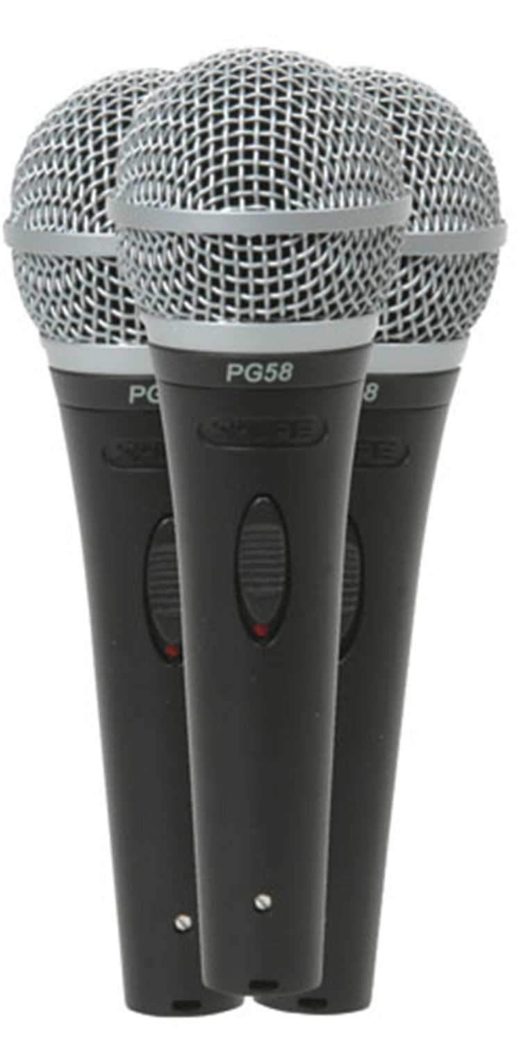 Shure PG58LC3 3Pack Pg58 Vocal Microphones - PSSL ProSound and Stage Lighting