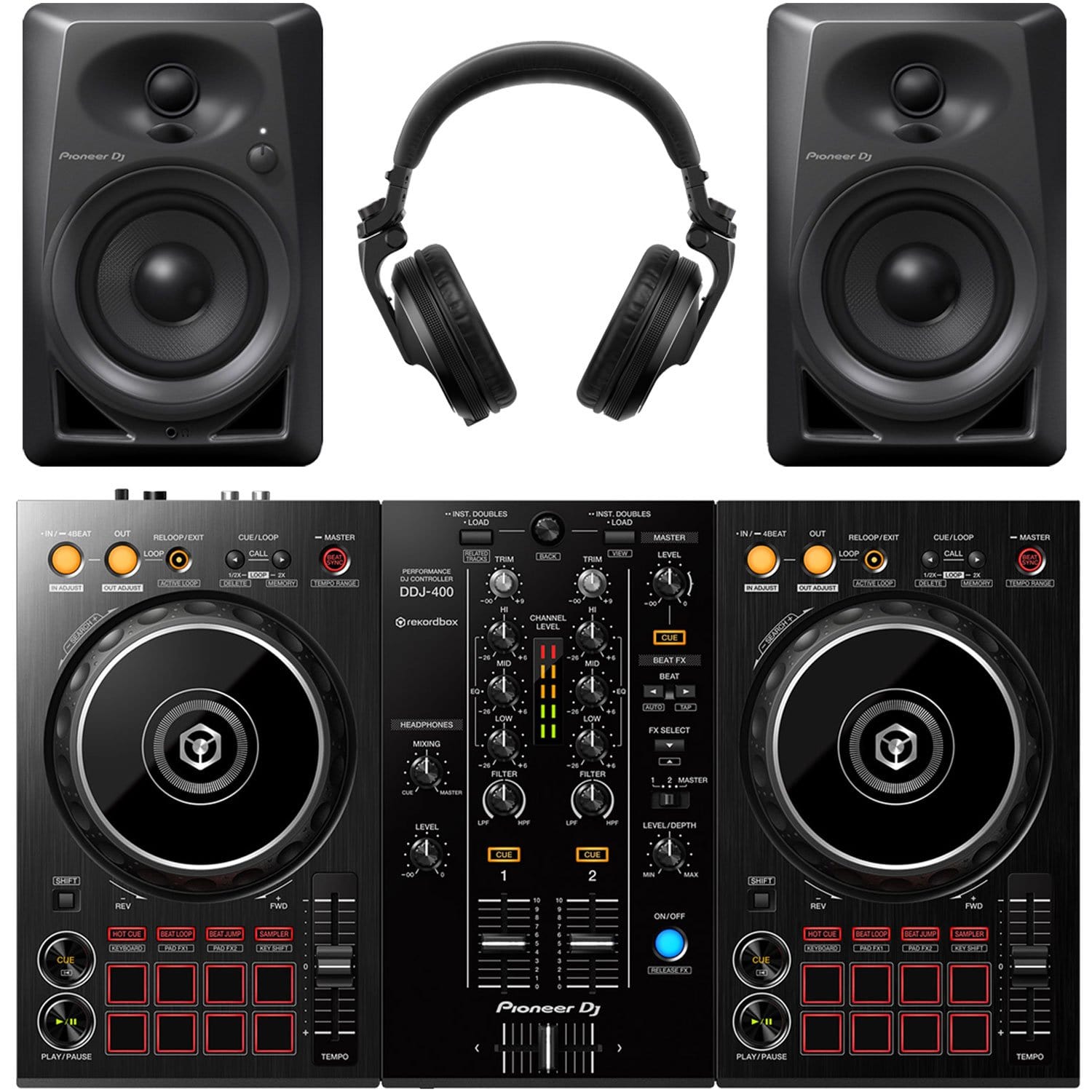 Pioneer PK-STP03 DJ Complete DJ Starter Kit with DDJ-400 Controller & DM40 - PSSL ProSound and Stage Lighting