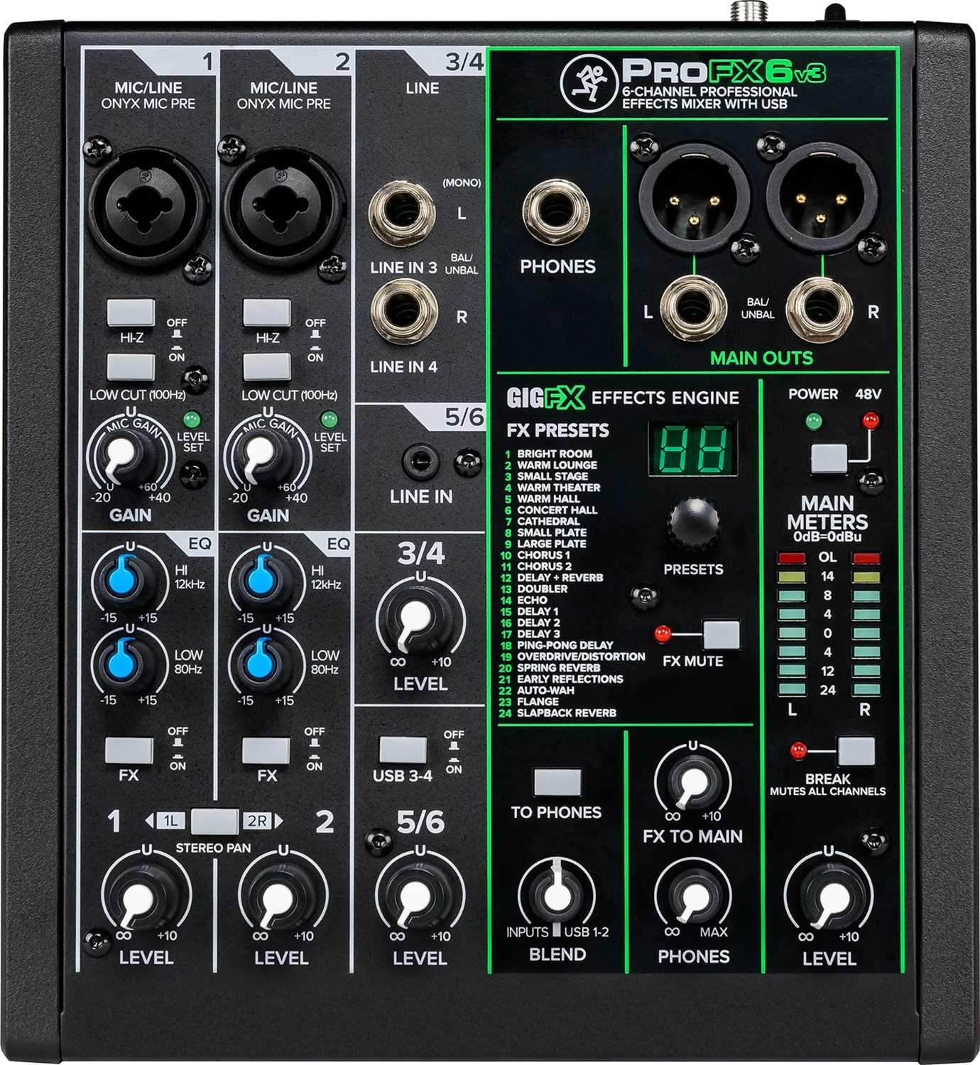 Mackie ProFX6v3 6-Channel Effects Mixer with USB - PSSL ProSound and Stage Lighting