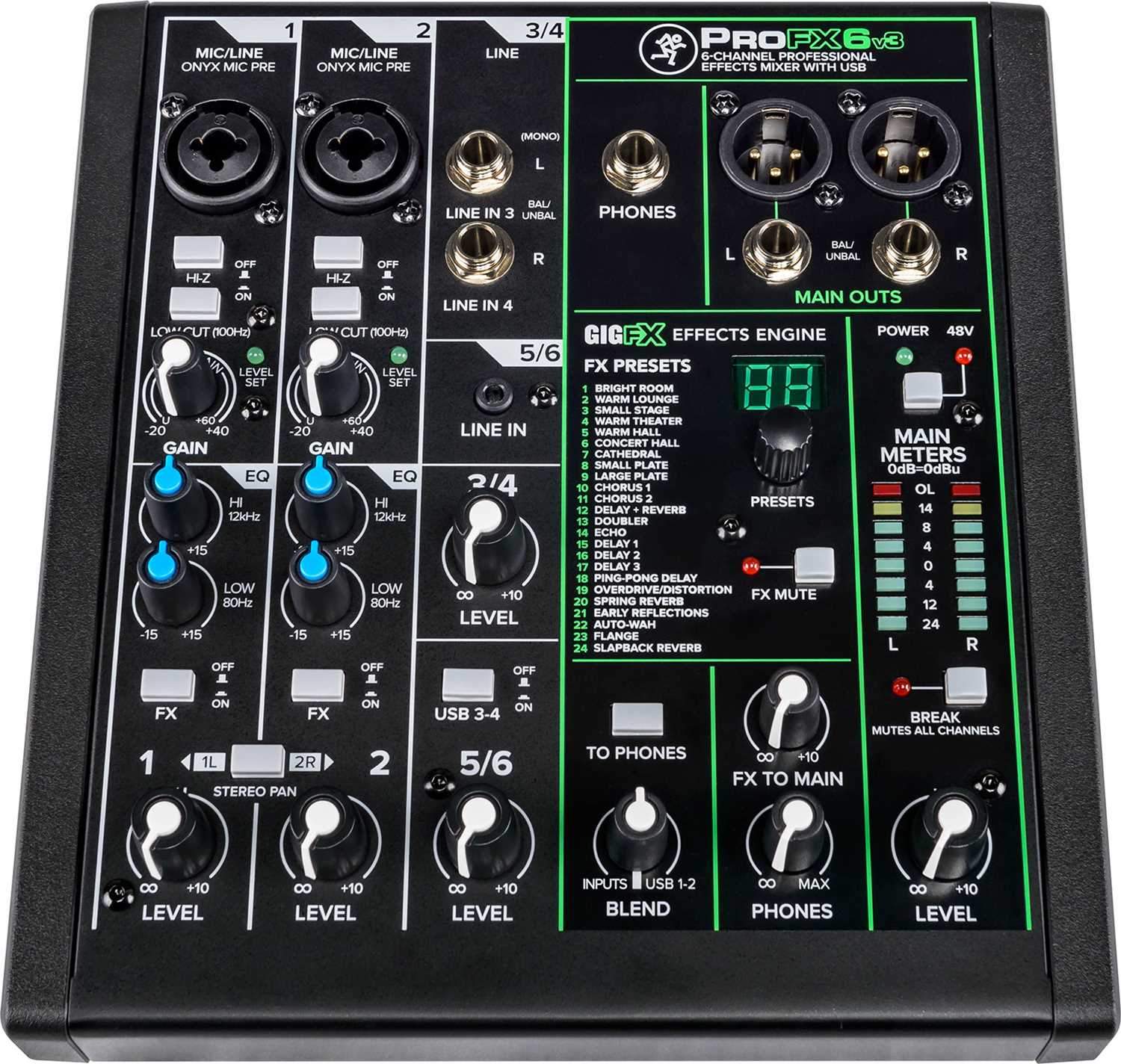 Mackie ProFX6v3 6-Channel Effects Mixer with USB - PSSL ProSound and Stage Lighting