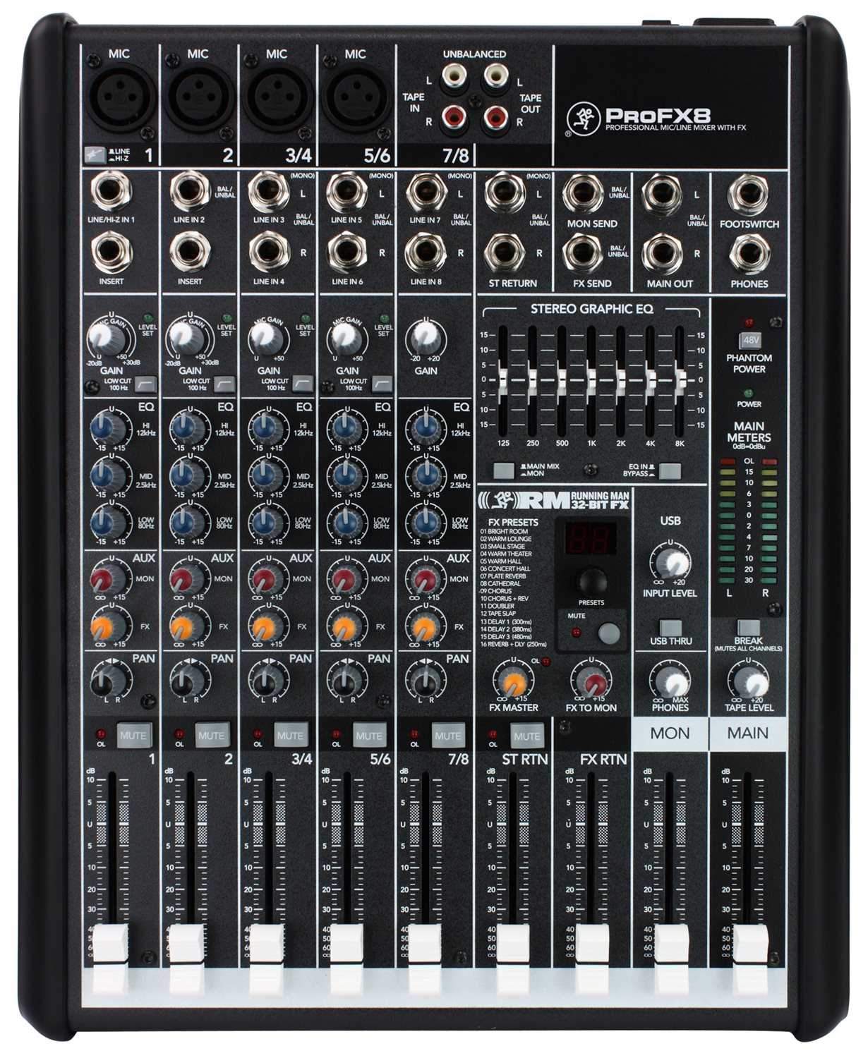 Mackie PROFX8 8 Ch Compact PA Mixer w USB Effects - PSSL ProSound and Stage Lighting