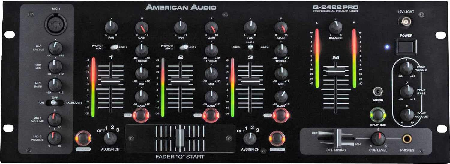 American Audio Q-2422 Pro 19 in 3 Ch Rack DJ Mixer