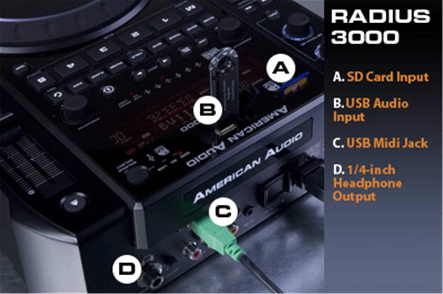 American DJ Radius 3000 CD/MP3/SD/SDHC/ USB Player - PSSL ProSound and Stage Lighting