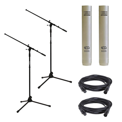 MXL 603 PAIR Condenser Mic Pair with Stands & Cables - PSSL ProSound and Stage Lighting