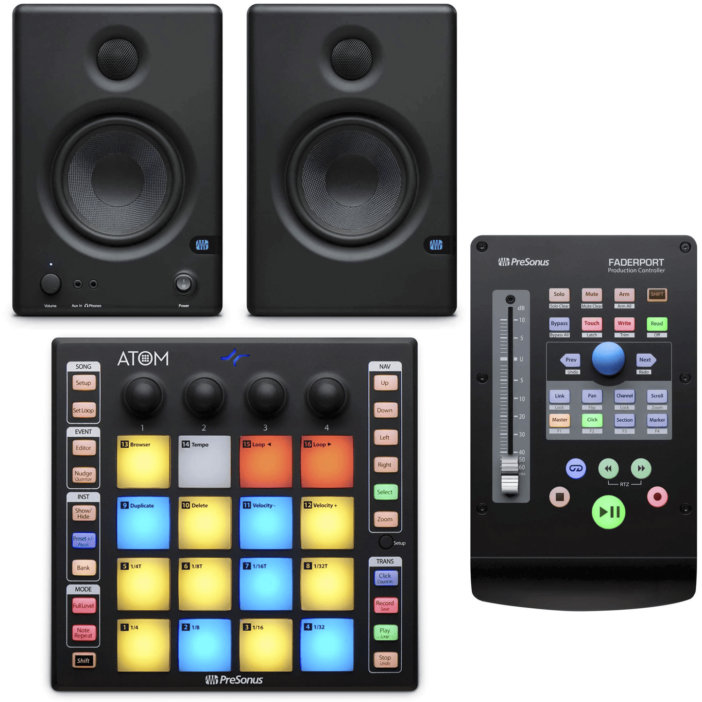 PreSonus Atom Faderport V2 Bundle with Eris E4.5 Studio Monitors - PSSL ProSound and Stage Lighting