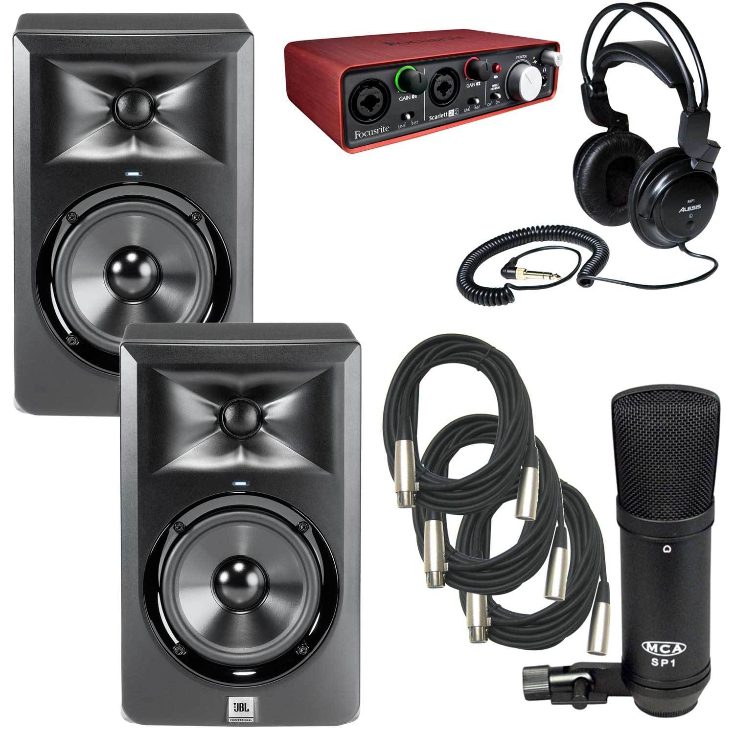 Focusrite Scarlett 2i2 USB with JBL LSR305 & SP1 Mic - PSSL ProSound and Stage Lighting