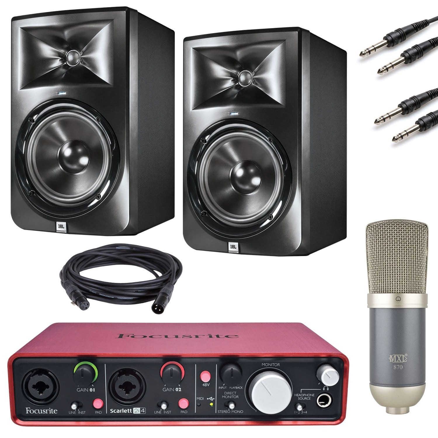 Studio Bundle with Focusrite Scarlett 2i4 and JBL LSR308 - PSSL ProSound and Stage Lighting