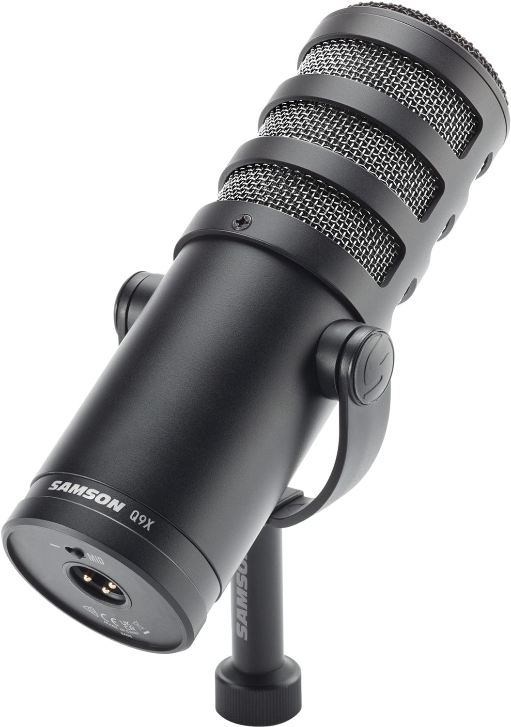 Samson SAQ9X Broadcast Dynamic Microphone Analog XLR output Mid Boost Yoke Mount - PSSL ProSound and Stage Lighting