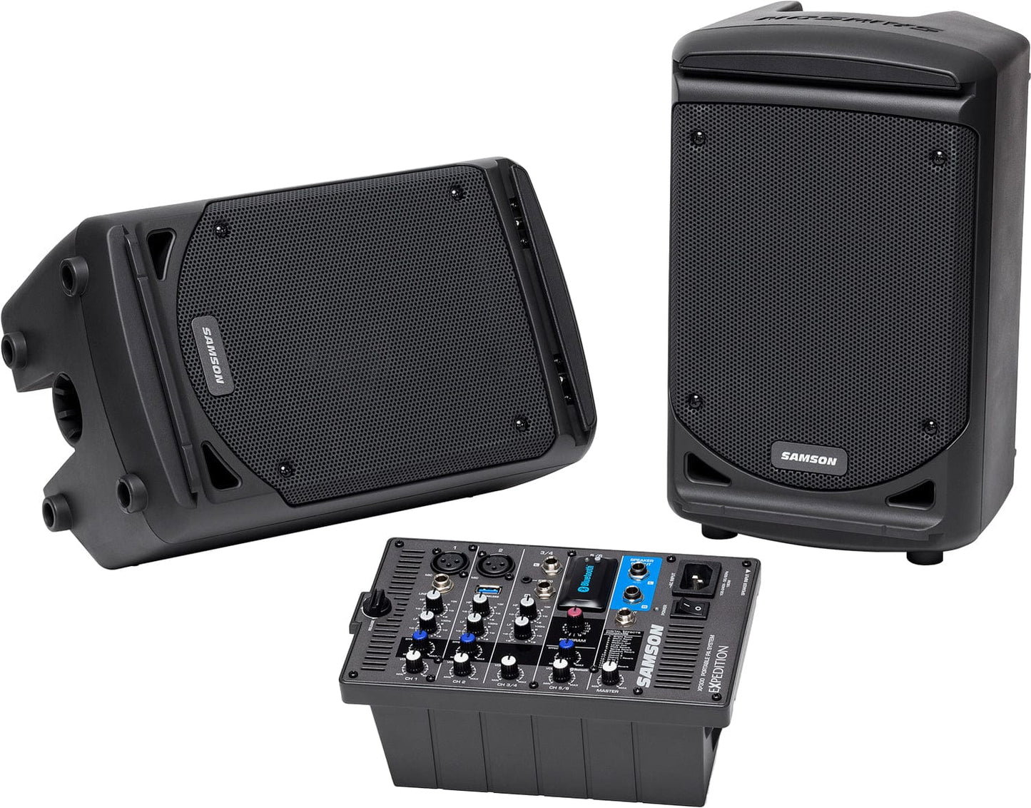 Samson SAXP300B Portable PA Stereo 6-Inch 2-Way Monitors w/ Removable Powered Mixer w/ Bluetooth - PSSL ProSound and Stage Lighting