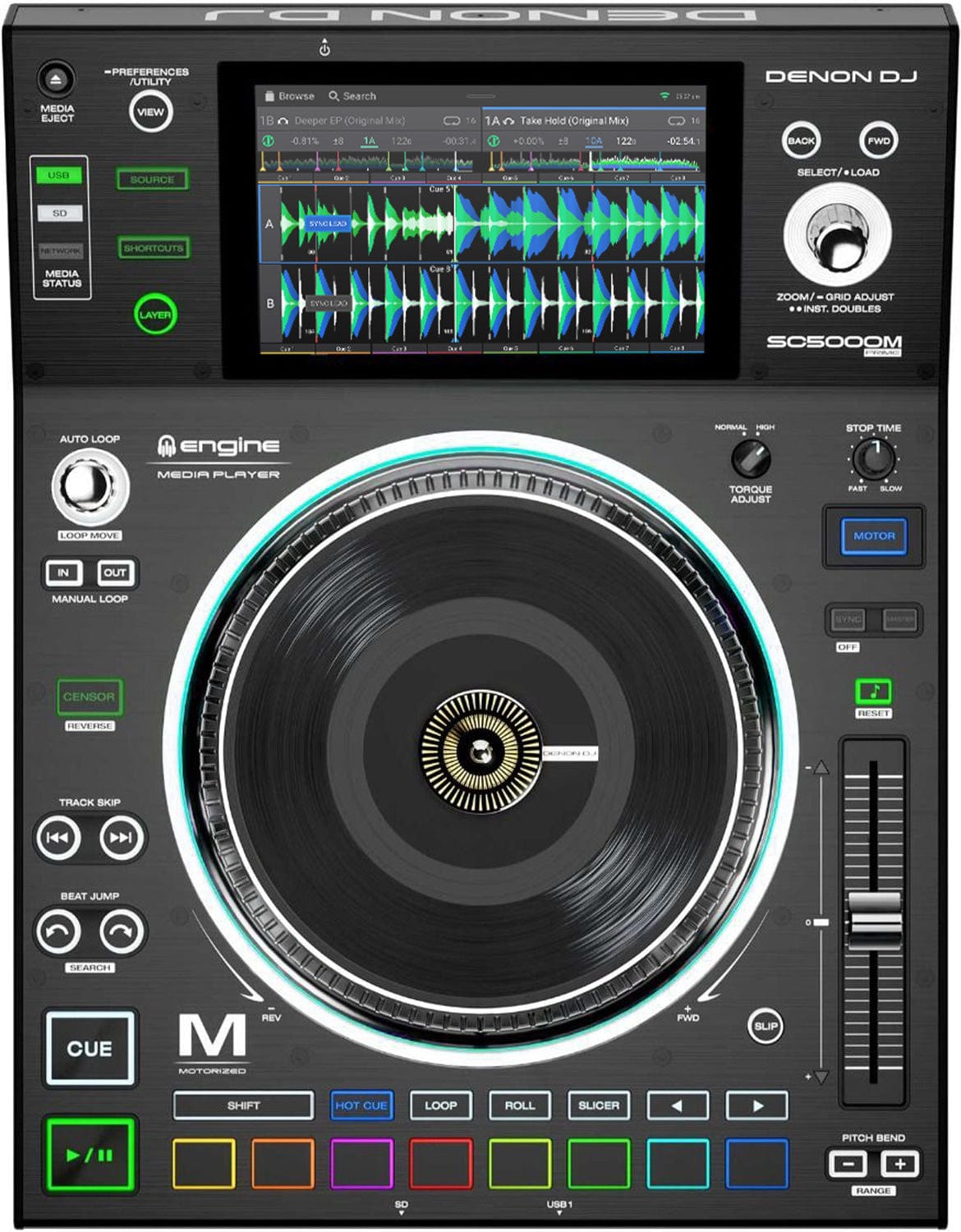 Denon DJ SC5000M Prime Tabletop DJ Media Player with Motorized Platter - PSSL ProSound and Stage Lighting