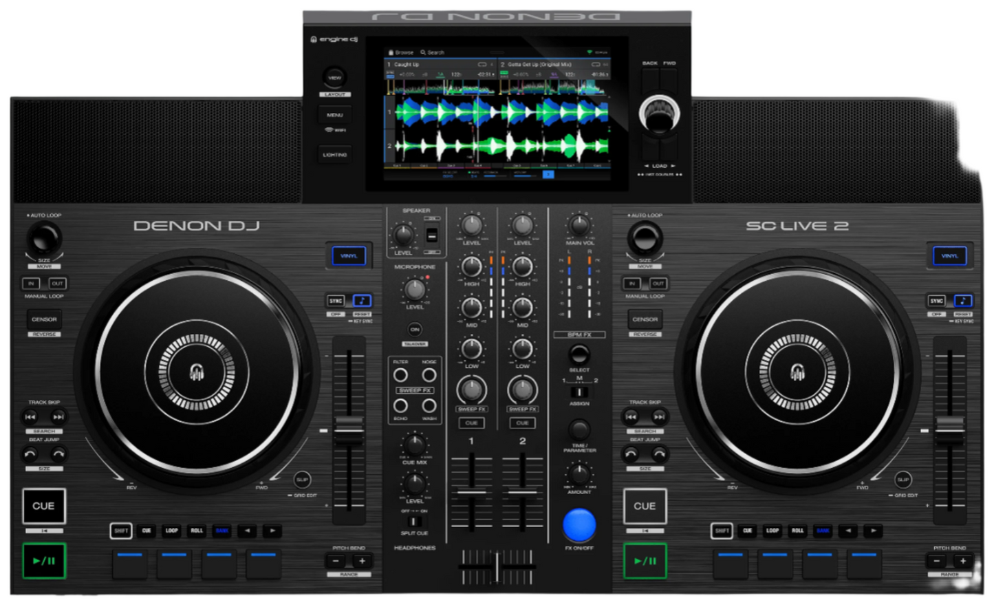 Denon DJ SCLIVE2 2-Deck Standalone DJ  Controller w/ 7” touchscreen, built-in speakers, & Wi-Fi - PSSL ProSound and Stage Lighting