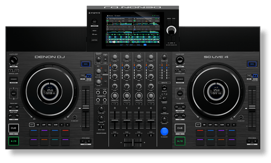 Denon DJ SCLIVE4 4-Deck Standalone DJ Controller w/ 7” touchscreen, built-in speakers, & Wi-Fi - PSSL ProSound and Stage Lighting