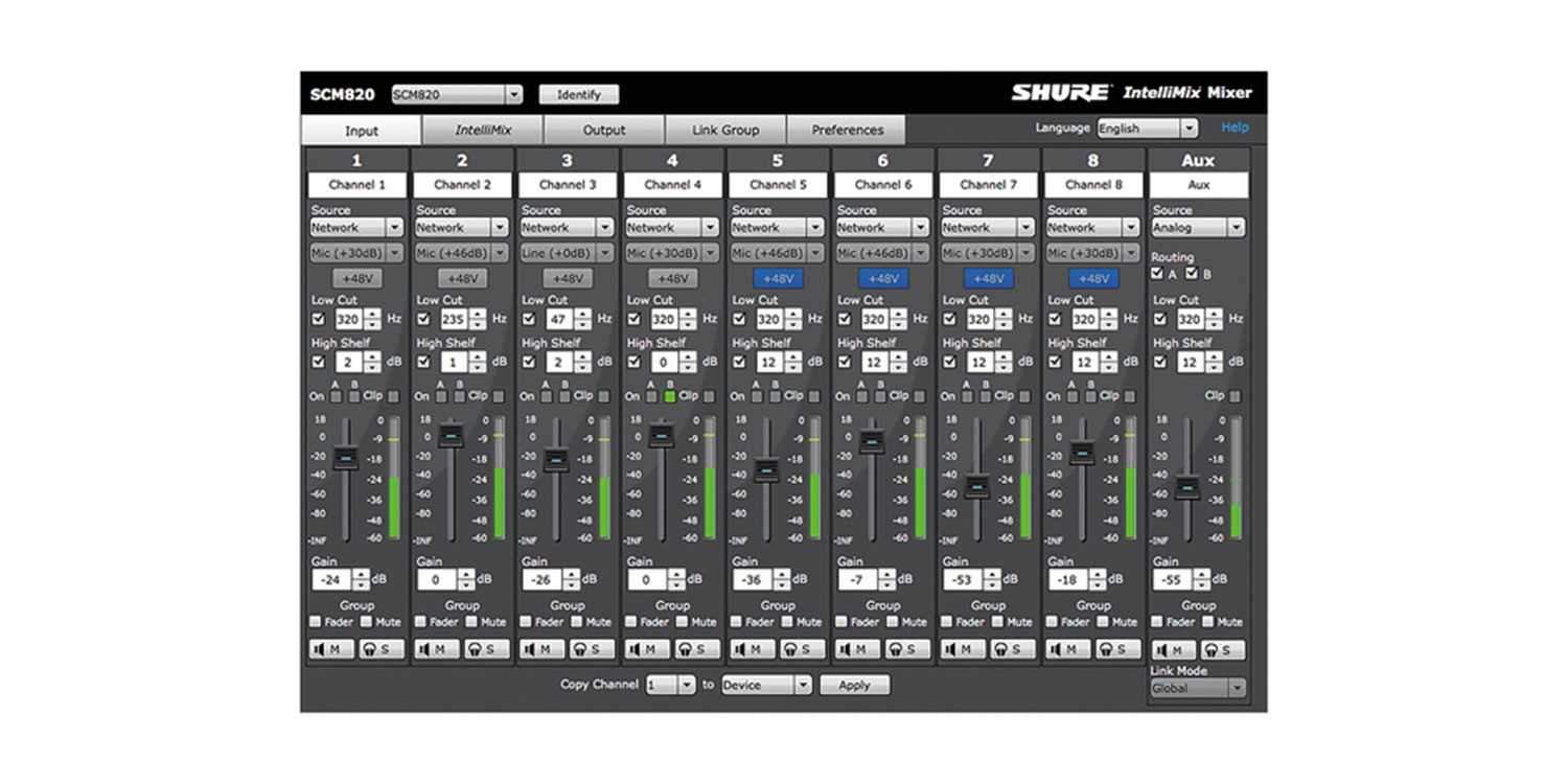 Shure SCM820-DAN-DB25 8Ch Digital Mixer DB25 Dante - PSSL ProSound and Stage Lighting