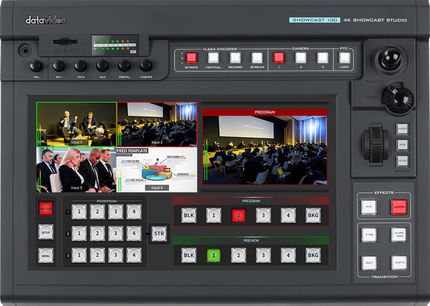 DataVideo SHOWCAST-100 4K All-In-One Single Operator Video Switcher ...