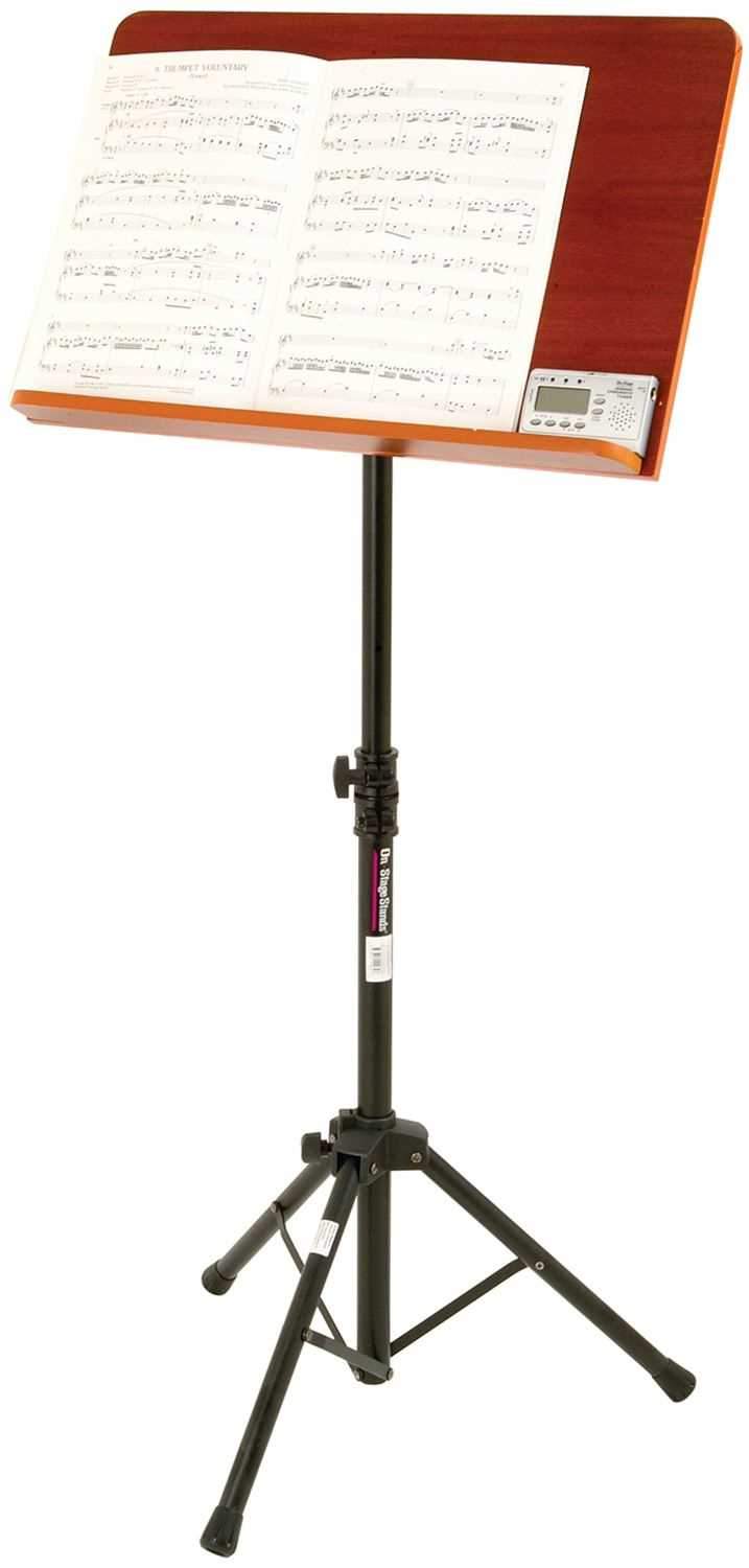 On Stage SM7312W Dlx Music Stand with Rosewood Plate - PSSL ProSound and Stage Lighting