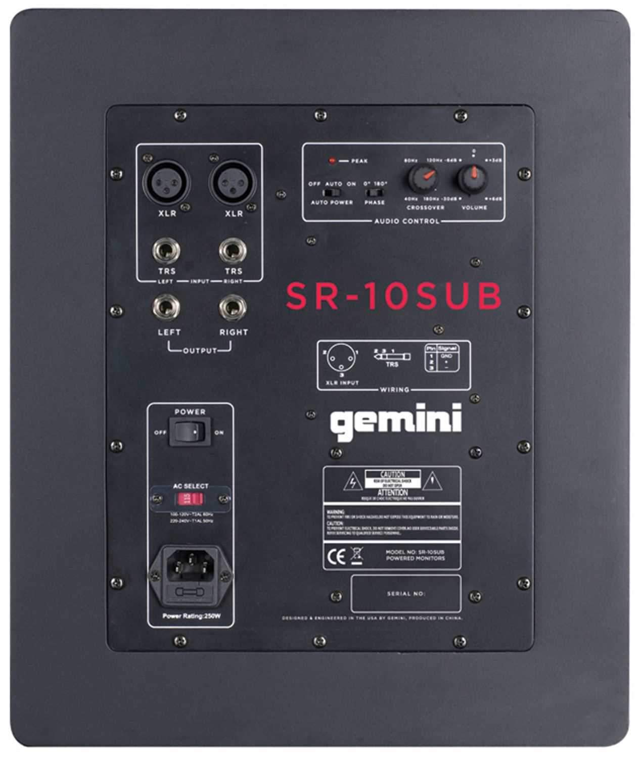 Gemini SR-10SUB 10-IN Powered Subwoofer Monitor | Solotech