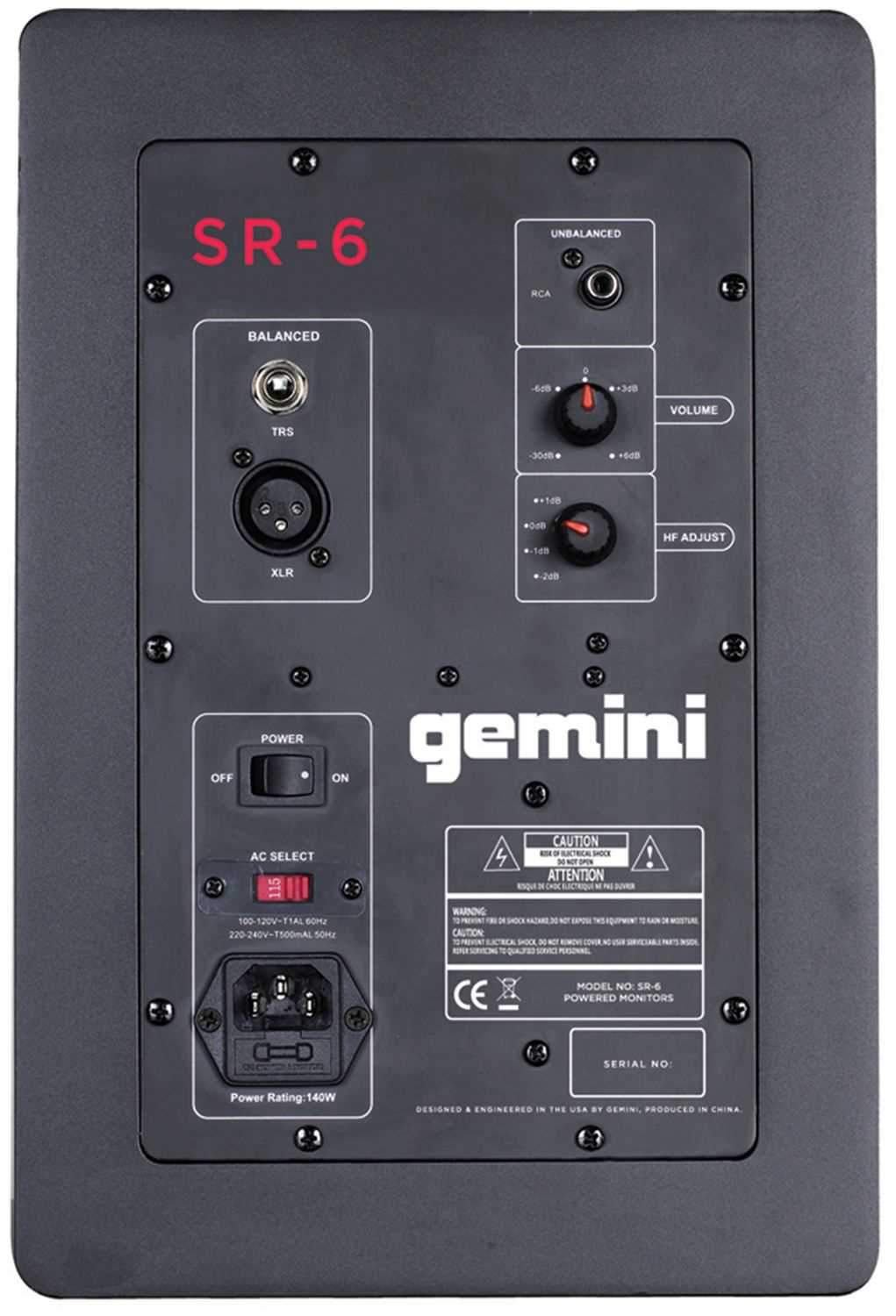 Gemini SR-6 6-IN Powered Studio Monitor Speaker | Solotech