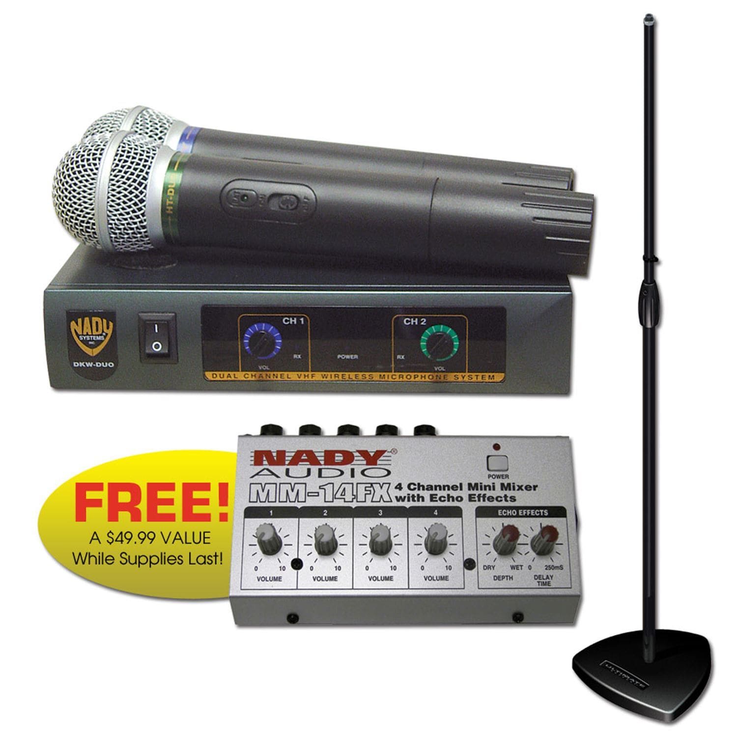 Tour Grade Mic Stand Plus Wireless Mic Package - PSSL ProSound and Stage Lighting